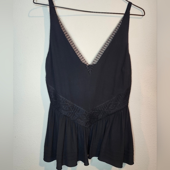 10 Crosby Derek Lam Black Peplum Ruffle Tank Size 4 New with Tags - Picture 6 of 9